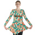 Multicolored Honeycomb Colorful Abstract Geometry Long Sleeve Tunic  View1