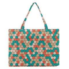 Multicolored Honeycomb Colorful Abstract Geometry Zipper Medium Tote Bag by Vaneshop