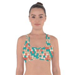 Multicolored Honeycomb Colorful Abstract Geometry Cross Back Sports Bra by Vaneshop