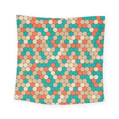 Multicolored Honeycomb Colorful Abstract Geometry Square Tapestry (small) by Vaneshop