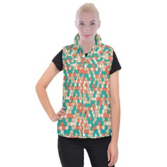 Multicolored Honeycomb Colorful Abstract Geometry Women s Button Up Vest by Vaneshop