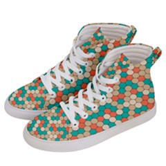 Multicolored Honeycomb Colorful Abstract Geometry Women s Hi-top Skate Sneakers by Vaneshop