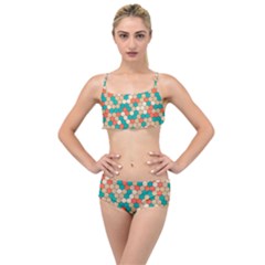 Multicolored Honeycomb Colorful Abstract Geometry Layered Top Bikini Set by Vaneshop