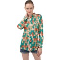 Multicolored Honeycomb Colorful Abstract Geometry Long Sleeve Satin Shirt View1