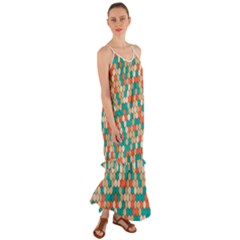 Multicolored Honeycomb Colorful Abstract Geometry Cami Maxi Ruffle Chiffon Dress by Vaneshop