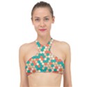 Multicolored Honeycomb Colorful Abstract Geometry High Neck Bikini Top View1