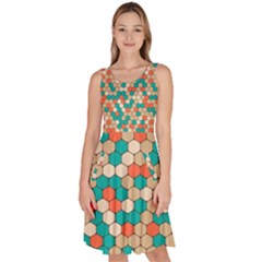 Multicolored Honeycomb Colorful Abstract Geometry Knee Length Skater Dress With Pockets by Vaneshop