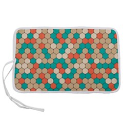 Multicolored Honeycomb Colorful Abstract Geometry Pen Storage Case (l) by Vaneshop