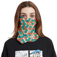 Multicolored Honeycomb Colorful Abstract Geometry Face Covering Bandana (two Sides) by Vaneshop