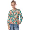 Multicolored Honeycomb Colorful Abstract Geometry Kids  Long Sleeve Tee with Frill  View1