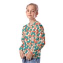 Multicolored Honeycomb Colorful Abstract Geometry Kids  Long Sleeve Tee with Frill  View2