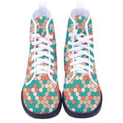 Multicolored Honeycomb Colorful Abstract Geometry Women s High-top Canvas Sneakers