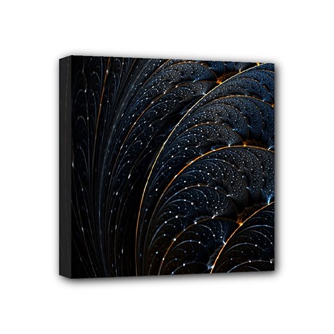 Abstract Dark Shine Structure Fractal Golden Mini Canvas 4  X 4  (stretched) by Vaneshop