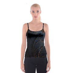 Abstract Dark Shine Structure Fractal Golden Spaghetti Strap Top by Vaneshop