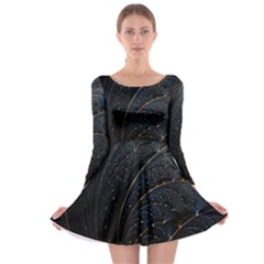 Abstract Dark Shine Structure Fractal Golden Long Sleeve Skater Dress by Vaneshop