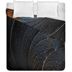 Abstract Dark Shine Structure Fractal Golden Duvet Cover Double Side (california King Size) by Vaneshop