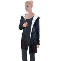 Abstract Dark Shine Structure Fractal Golden Longline Hooded Cardigan by Vaneshop