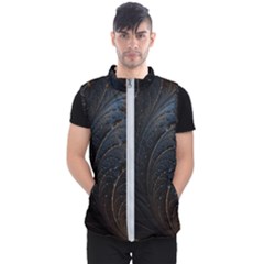 Abstract Dark Shine Structure Fractal Golden Men s Puffer Vest by Vaneshop