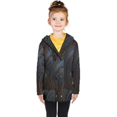 Abstract Dark Shine Structure Fractal Golden Kids  Double Breasted Button Coat by Vaneshop