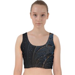 Abstract Dark Shine Structure Fractal Golden Velvet Racer Back Crop Top by Vaneshop