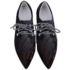 Abstract Dark Shine Structure Fractal Golden Pointed Oxford Shoes by Vaneshop