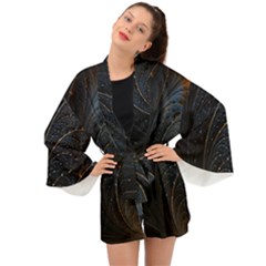 Abstract Dark Shine Structure Fractal Golden Long Sleeve Kimono by Vaneshop