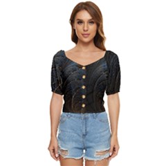 Abstract Dark Shine Structure Fractal Golden Button Up Blouse