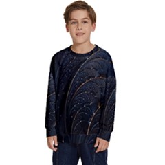 Abstract Dark Shine Structure Fractal Golden Kids  Long Sleeve Jersey by Vaneshop