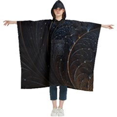 Abstract Dark Shine Structure Fractal Golden Women s Hooded Rain Ponchos by Vaneshop