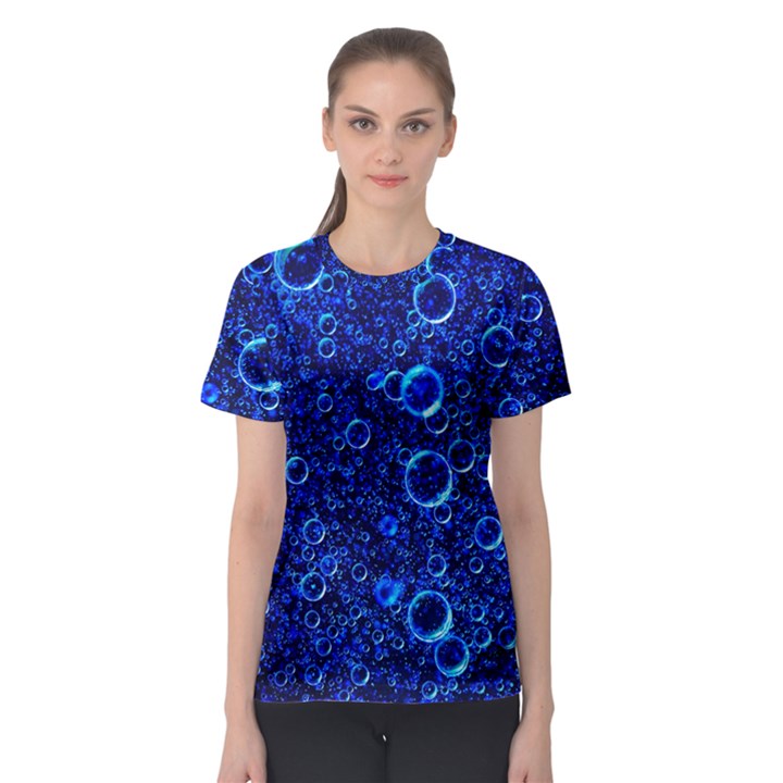 Blue Bubbles Abstract Women s Sport Mesh Tee