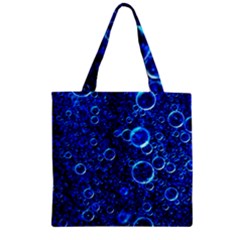 Blue Bubbles Abstract Zipper Grocery Tote Bag