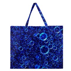 Blue Bubbles Abstract Zipper Large Tote Bag by Vaneshop