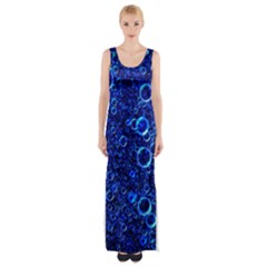 Blue Bubbles Abstract Thigh Split Maxi Dress by Vaneshop