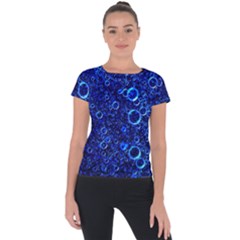 Blue Bubbles Abstract Short Sleeve Sports Top  by Vaneshop