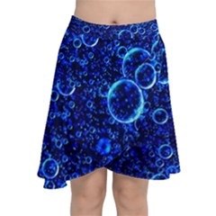 Blue Bubbles Abstract Chiffon Wrap Front Skirt by Vaneshop