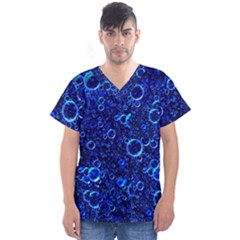 Blue Bubbles Abstract Men s V-neck Scrub Top