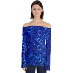 Blue Bubbles Abstract Off Shoulder Long Sleeve Top by Vaneshop