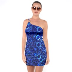 Blue Bubbles Abstract One Shoulder Ring Trim Bodycon Dress by Vaneshop