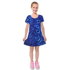 Blue Bubbles Abstract Kids  Short Sleeve Velvet Dress by Vaneshop