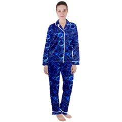 Blue Bubbles Abstract Women s Long Sleeve Satin Pajamas Set	 by Vaneshop