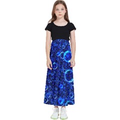 Blue Bubbles Abstract Kids  Flared Maxi Skirt by Vaneshop