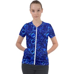 Blue Bubbles Abstract Short Sleeve Zip Up Jacket by Vaneshop