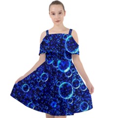 Blue Bubbles Abstract Cut Out Shoulders Chiffon Dress