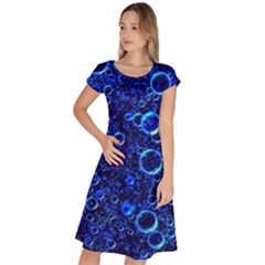 Blue Bubbles Abstract Classic Short Sleeve Dress by Vaneshop