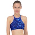 Blue Bubbles Abstract Racer Front Bikini Top View1