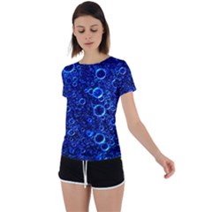 Blue Bubbles Abstract Back Circle Cutout Sports Tee by Vaneshop