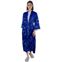 Blue Bubbles Abstract Maxi Satin Kimono by Vaneshop