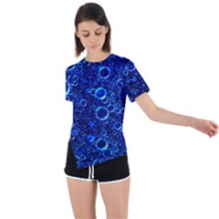 Blue Bubbles Abstract Asymmetrical Short Sleeve Sports Tee by Vaneshop