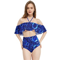 Blue Bubbles Abstract Halter Flowy Bikini Set  by Vaneshop