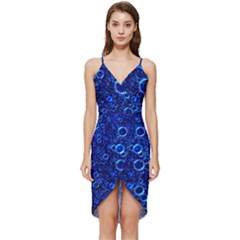 Blue Bubbles Abstract Wrap Frill Dress by Vaneshop